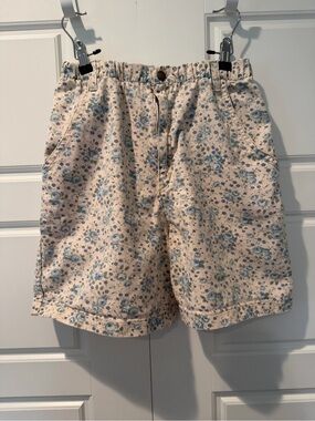 Vintage 90s Vivaldi Floral High Waist Denim Jorts Cottagecore Blue Size Small